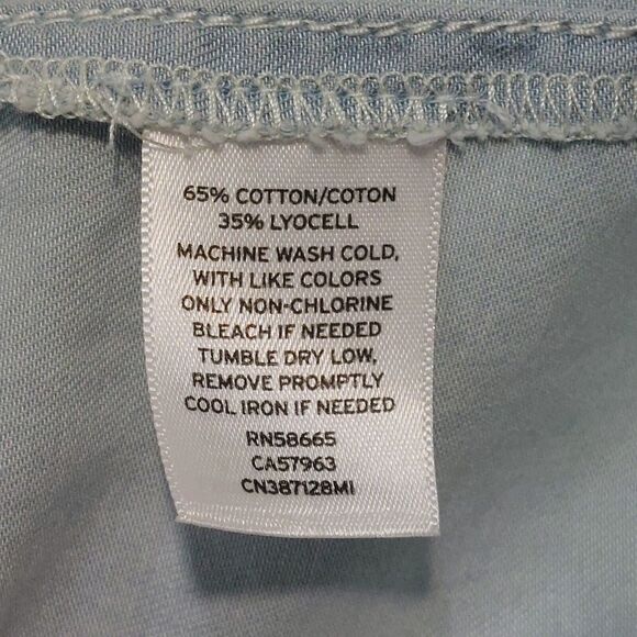 Caslon Women's Medium Chambray Shirt Dress Blue Drawstring Waist Mini Relaxed - Picture 4 of 9